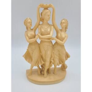 A. Santini Italy Figurine "The Three Graces" Statue Composite Resin 9" T Signed